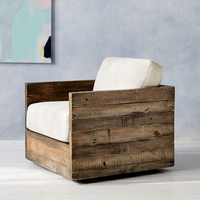 Chaise de canapé en bois récupéré Fauteuil en bois rustique fait à la main Sièges de salon écologiques
