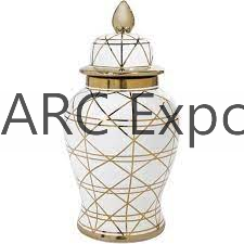 Jarrón de Jengibre de Metal Blanco y Dorado, Jarrón de Jengibre de Metal de Lujo Hecho a Mano, Aspecto Admirable, Contenedor Decorativo para Almacenamiento de Jengibre a Bajo Precio - Product Image 5