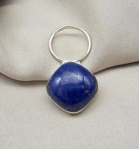 <b>Lapis</b> <b>Lazuli</b> Vintage Charm <b>Pendant</b> Sterling Silver Cushion Cut Boho Gemstone Jewelry Elegant Gift for Women & Children's - Product Image 2