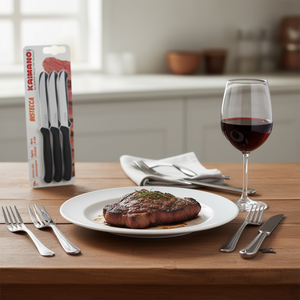 Juego de Cuchillos para Carne Kaimano de 6 Piezas, Acero Inoxidable, Hoja Serrada de 11 cm, Negro-1023383 - Product Image 3