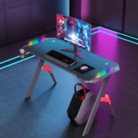 Table de bureau d'ordinateur de jeu à LED de conception professionnelle bureau de jeu PC en métal durable avec support d'extension