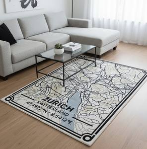 Tapis de carte Zurich moderne et écologique tufté à la main Design géométrique élégant Laine de qualité supérieure pour la décoration de la maison et du salon - Product Image 1