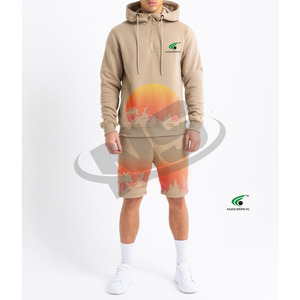 Ensemble de survêtement décontracté pour hommes, sweat-shirt à capuche et short, motif uni, prix de gros - Product Image 4
