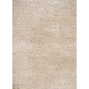 Alfombra Rectangular de Lana y Seda Entropy Ivory, Tejida a Mano, Color Sólido, Modelo Esh-1520 (Cs-01) para Sala de Estar y Pasillo - Product Image 3