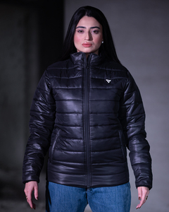 Chaqueta Corta Acolchada de Invierno para Mujer, Chaqueta de Cuero Sintético Negra, Parka Elegante con Cremallera, Abrigo Acolchado de Algodón, Estilo Punk - Product Image 4