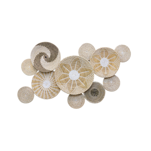 Ensemble de paniers de décoration murale en jonc de mer tissé de ferme bohème - Product Image 1