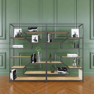 Simple Standing Type <b>Bookshelf</b> with Metal Frame and Wood Rubber SFKS012 for Living Room - Product Image 5