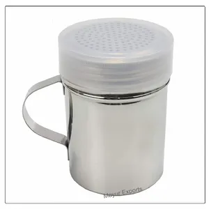 Edelstahl-Salzpfeffer-Dredge-Rüttler mit Griff und Kunststoffkappe Gewürz-Schüttler für Salzpfeffer Zuckerspulver