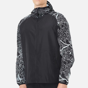 Ensemble deux pièces pour hommes : Survêtement coupe-vent personnalisé avec short et veste, en nylon réfléchissant à fermeture éclair - Product Image 4