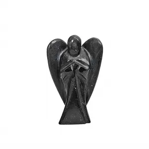 도매 천연 보석 블랙 전기석 조각 수제 크리스탈 천사 크리스탈 치유 돌 천사 판매