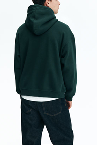 Haut Streetwear poids lourd 250 Gsm recadrée coupe régulière polaire coton à capuche hiver poche personnalisé broderie Logo grande quantité minimale de commande - Product Image 3