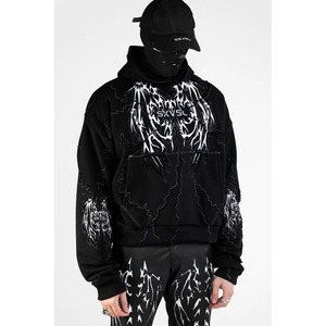 Personnalisé Hommes 100% Fibre de Bambou French Terry Hiver Brodé Poids Lourd Surdimensionné Goutte Épaule Streetwear Pull À Capuche - Product Image 3