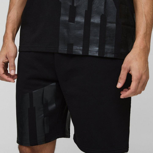 เสื้อยืดผ้าฝ้ายพิมพ์ลายโอเวอร์ไซส์สำหรับผู้ชายชุดสตรีท2ชิ้นระบายอากาศได้ดีน้ำหนักมากใส่สบายฤดูร้อน - Product Image 4