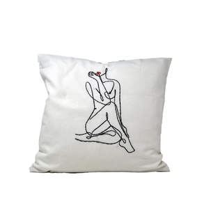 Housse de coussin et d'oreiller moderne en coton 100% cousue à la main, lavable, avec fermeture éclair - Product Image 4