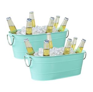 Newest Design Galvanized Ice <b>Bucket</b> With Handle Black Coated Wine Chiller Oval Ice <b>Bucket</b> for Outdoor Beer Wine & <b>Drinks</b> - Product Image 5