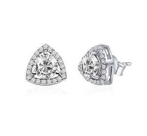 Pendientes de Plata de Ley con Halo Redondo de Circonita Blanca, Chapados en Rodio, para Niños, Regalo Romántico para Compromiso, Aniversario, Boda o Fiesta - Product Image 4