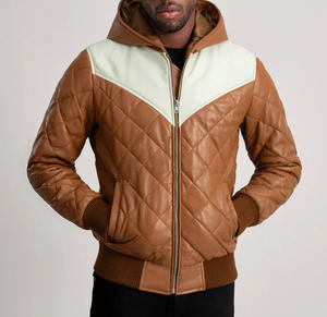 Veste en cuir matelassée décontractée pour homme, best-seller, haute qualité, personnalisable, hiver, extérieur, devant droit, imperméable, coupe-vent - Product Image 4