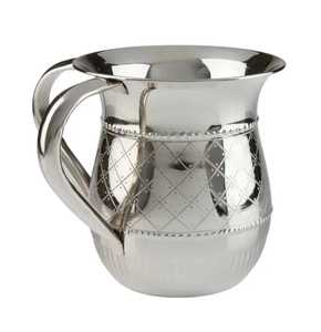 Meilleures ventes : Coupe à laver juive en acier inoxydable à double poignée, émaillée et personnalisée, Nouveauté, Décalcomanie gris-or, cadeaux juifs uniques - Product Image 3