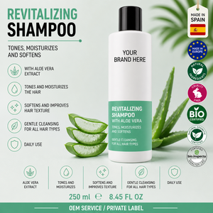 Champú Revitalizante de Aloe Vera de Marca Privada 250ml OEM |   Champú Reparador Hidratante para Cabello Seco y Dañado |   España UE - Product Image 1