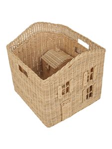 Elegant Rattan House Shaped <b>Basket</b> Natural Wicker <b>Toy</b> <b>Storage</b> Organizer for Kids Room Nursery Decor Home Shelves and Daily Use - Product Image 6