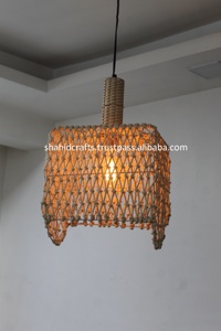 Lampe suspendue à tissage de corde naturelle faite à la main dernière conception. Couleur naturelle avec le fabricant et l'exportateur enduits de laque. - Product Image 2