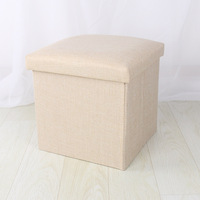 Banc de rangement pliable en faux lin, pouf multifonctionnel, siège pour changer de chaussures, gain de place pour la maison