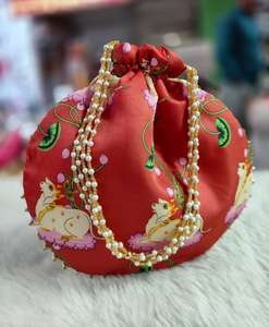 Handmade Potli Bag Embroidered Wrist Handbag for Wedding Gifts for Women's From Indian Manufacturer Designer Women Hand Bags - Product Image 3