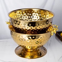 Seau à glace de luxe en or, refroidisseur à vin, bol à champagne en acier inoxydable pour boissons, bar, fête, mariage, décoration d'événements