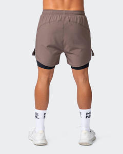 Traje de Gimnasio Profesional 2 en 1 para hombre, ropa de entrenamiento de cintura alta tejida de secado rápido, logotipo personalizado, Impresión de soplo transpirable - Product Image 6