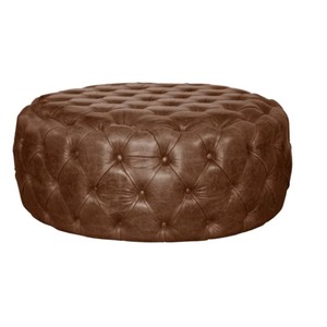 Ensemble de canapé rond capitonné en cuir véritable marron 80x80x40 CM Design moderne de luxe Durable pour l'école, le parc, l'atelier - Product Image 6
