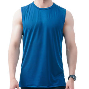 Camiseta sin mangas de gimnasio lisa de entrenamiento de tela transpirable de secado rápido camiseta sin mangas de hombre de precio de fábrica al por mayor personalizada informal de Color sólido - Product Image 1