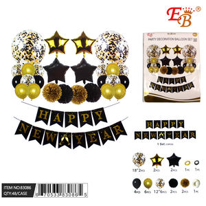 Set de Globos para Decoración de Fiestas Eb, 42 Piezas, Kit de Celebración de Año Nuevo, Estilo Elegante, Tema Dorado y Negro - Product Image 1