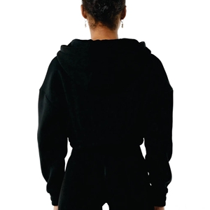 Jersey de algodón con estampado de pantalla personalizado, conjunto de Sudadera con capucha y pantalones de chándal con hombros caídos, Top corto, sudaderas con capucha transpirables para mujer - Product Image 4