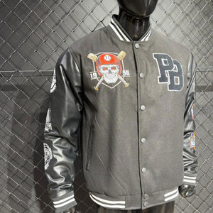 Chaqueta Universitaria de Béisbol Personalizada para Hombre, Bordado Chenille de Alta Calidad, Fabricante OEM, Chaqueta Varsity de Cuero Corta - Product Image 3