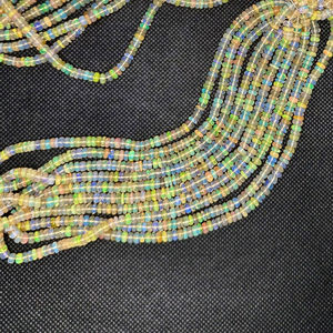 Perles Rondelle Lisse Opale Welo Ethiopienne Premium 6mm Pierres Précieuses Lâches - Product Image 1