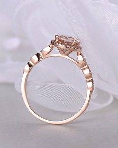 แหวนหมั้นแต่งงานอัญมณีมอร์แกไนต์ธรรมชาติแหวนทอง14kt แบบเรียบง่ายแหวนครบรอบผู้หญิงพร้อมแหวนเพชรแท้ - Product Image 2