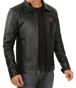Découvrez un style intemporel et une durabilité imbattable avec notre veste en cuir vintage noire pour hommes. - Product Image 3