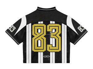 Fabricante personalizado American Vintage camisetas de fútbol Francia de gran tamaño de punto de malla con cuello en V Crop Boxy Mesh Football Jersey - Product Image 4