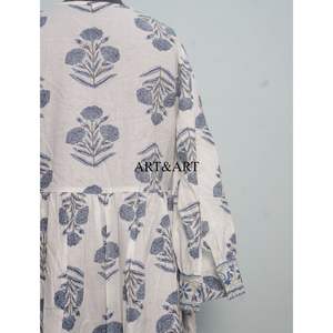 ชุดเดรสทรงเอ แขนพอง ผ้าฝ้ายพิมพ์ลายด้วยมือ ดีไซน์สวยงาม สำหรับผู้หญิง ลายพิมพ์ไม่ซ้ำใคร ใส่สบาย - Product Image 6