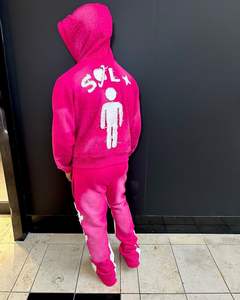 Bajo MOQ Adulto Distress Sweat Suit Manga larga con cierre de cintura elástica Hasta la rodilla Hecho en Pakistán - Product Image 5