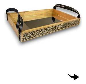 Acacia <b>Wood</b> Top Trendy Farmhouse Rustic <b>Decorative</b> Wooden <b>Tray</b> with <b>Wood</b> Handles Custom Size And Shape Serving <b>Tray</b> - Product Image 2