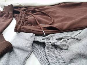 Fashionable <b>Women's</b> 100% Cotton Crop Top <b>Sweat</b> Suit Long Sleeve Hoodies with Button Decoration Breathable <b>Woman</b> Tops - Product Image 4