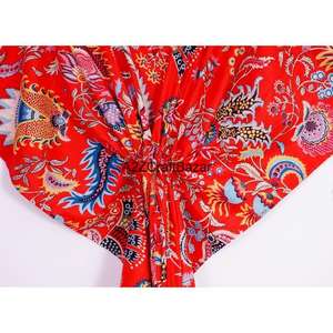 Robe Kaftan Décontractée en Coton Grande Taille pour Femme, Col en V, Manches Courtes, Longueur Midi, Tissée à la Main, pour l'Été, la Plage, les Soirées et les Fêtes, Naturelle - Product Image 3