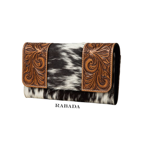 Embrayage fait à la main de style western usiné à la main style vintage design antique en cuir de vachette sur portefeuille en fourrure avec fentes pour cartes de crédit - Product Image 4