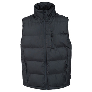 Chaleco acolchado grueso para exteriores con logotipo personalizado para hombre, chaqueta de invierno con bolsillo y cremallera y cuello levantado, chaleco acolchado negro - Product Image 4