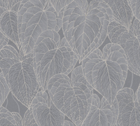 Papier peint vinyle non tissé gris argenté métallisé floral moderne fabriqué en Allemagne - Résistant à l'abrasion légère - Cuisine, salle de bain, hôtel
