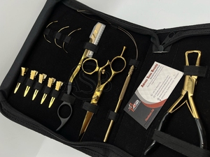 Gold Hair Extension <b>Kit</b> Stainless Steel Tools Including Micro Link Silicon <b>Beads</b> Tape Pliers Loop Extension Removal Pliers - Product Image 6