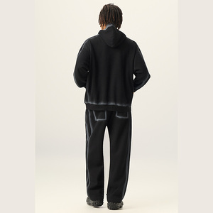 ชุดวอร์มผ้าฟลีซหนานุ่ม อบอุ่น 100% ผ้าฝ้าย 400 GSM เสื้อฮู้ดผู้ชายแบบสวมหัวและกางเกงวอร์มพร้อมกางเกงสเปรย์สำหรับผู้ชาย - Product Image 2