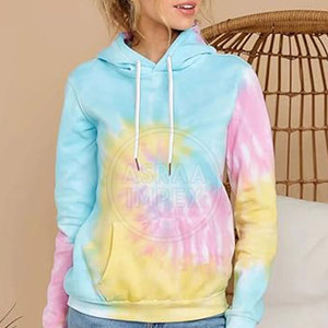 Windproof Factory Made Women's Winter Hooded <b>Tie</b> <b>Dye</b> <b>Hoodies</b> 100% Cotton Front Logo Customizable High Quality - Product Image 5