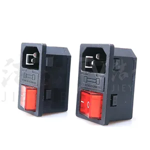 AC-01 304 AC Power Socket With Red Rocker Switch 3pin And Fuse 15A 250V 3 in 1